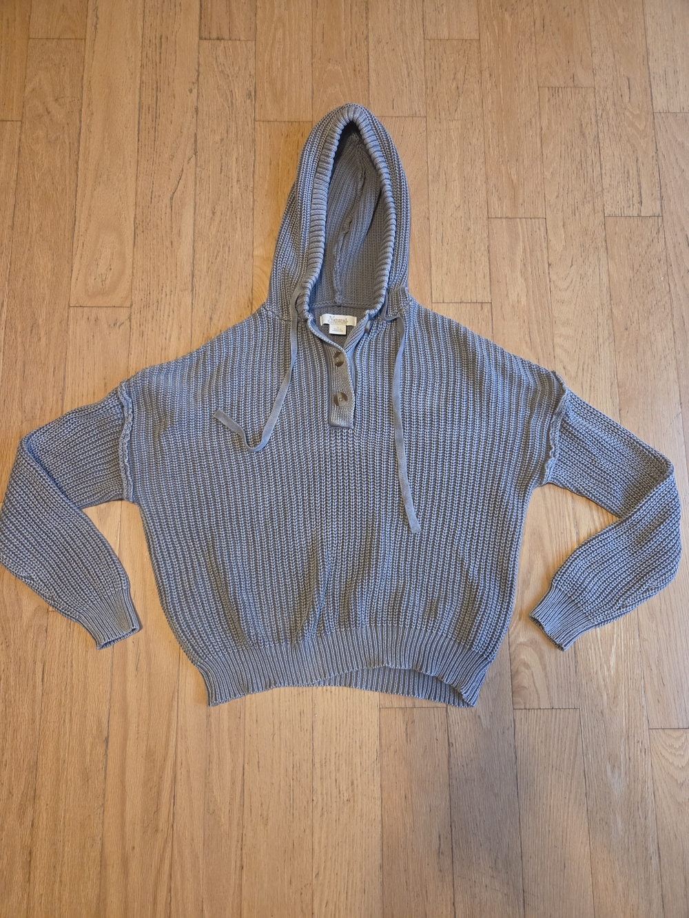 Women's Hooded Knit Sweater - Gray